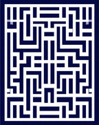 Navy White Geometric Maze Pattern Rug
