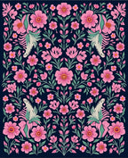 Elegant Pink Floral Symmetry Design Rug