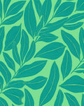 Tropical Teal Leaf Pattern Rug