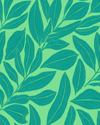 Tropical Teal Leaf Pattern Rug