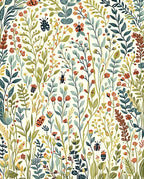 Whimsical Garden Bugs Blossoms Pattern Rug