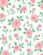 Pink Roses Floral Pattern Rug