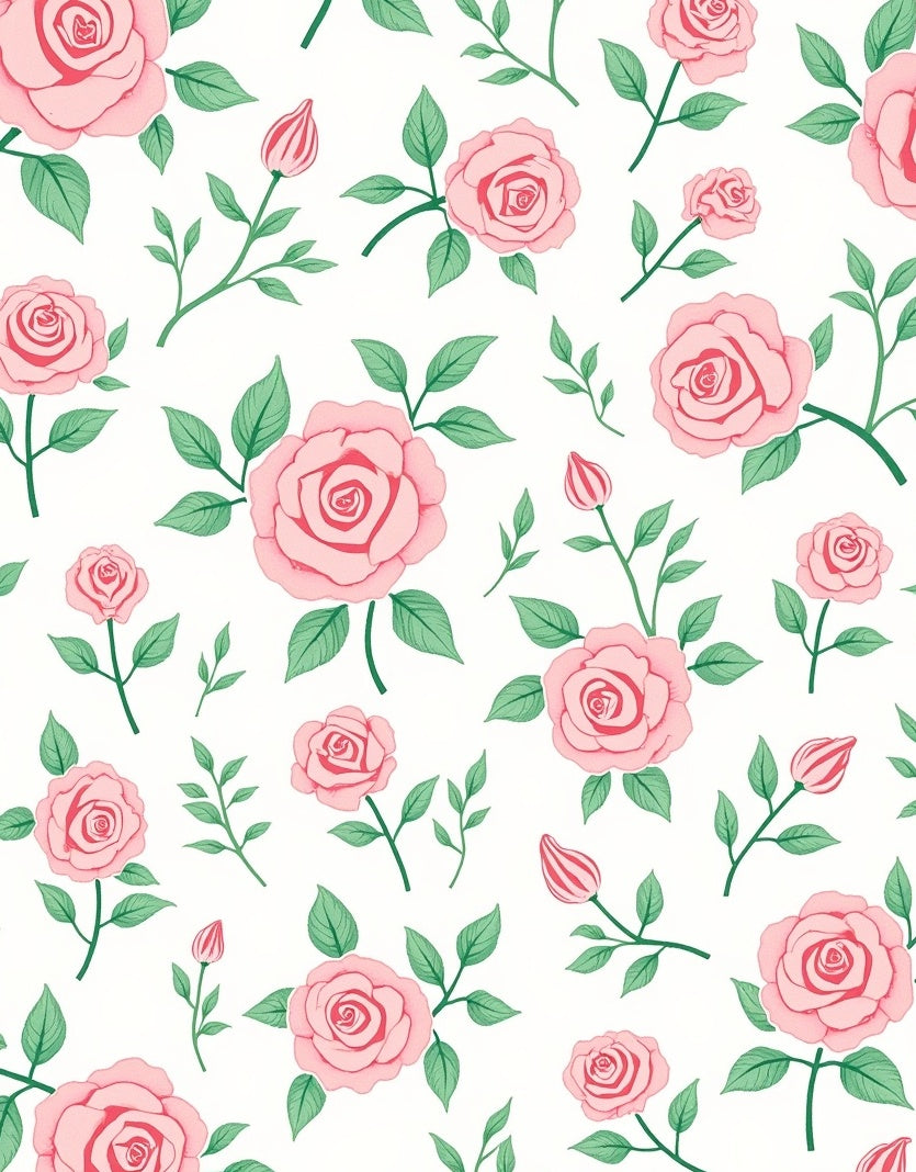 Pink Roses Floral Pattern Rug