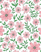 Pink Blossom Leafy Floral Pattern Rug