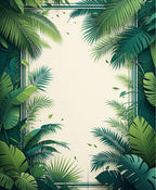 Lush Tropical Green Leaf Pattern Rug