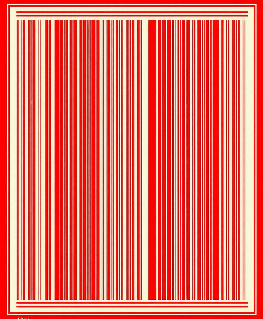 Bold Red White Vertical Stripe Pattern Rug