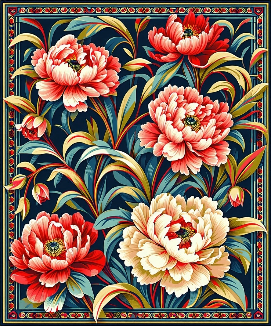 Rich Floral Botanical Pattern Rug