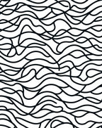 Black White Abstract Wavy Pattern Rug