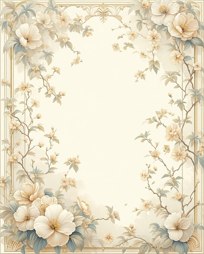 Vintage Floral Vine Detailed Pattern Rug