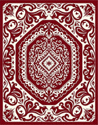 Classic Red Floral Medallion Pattern Rug
