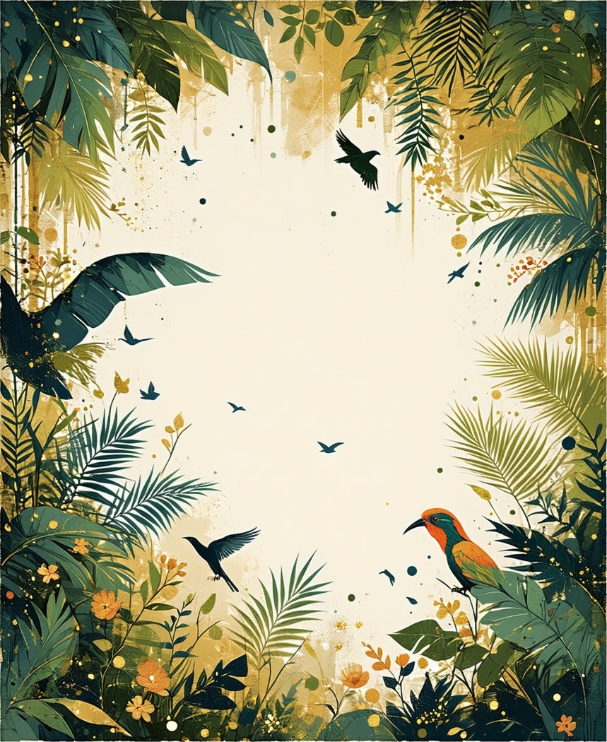 Jungle Birds Foliage Botanical Design Rug