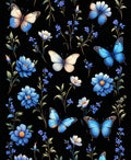 Whimsical Butterflies Blue Floral Pattern Rug