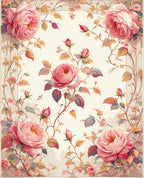 Vintage Pink Rose Garden Pattern Rug