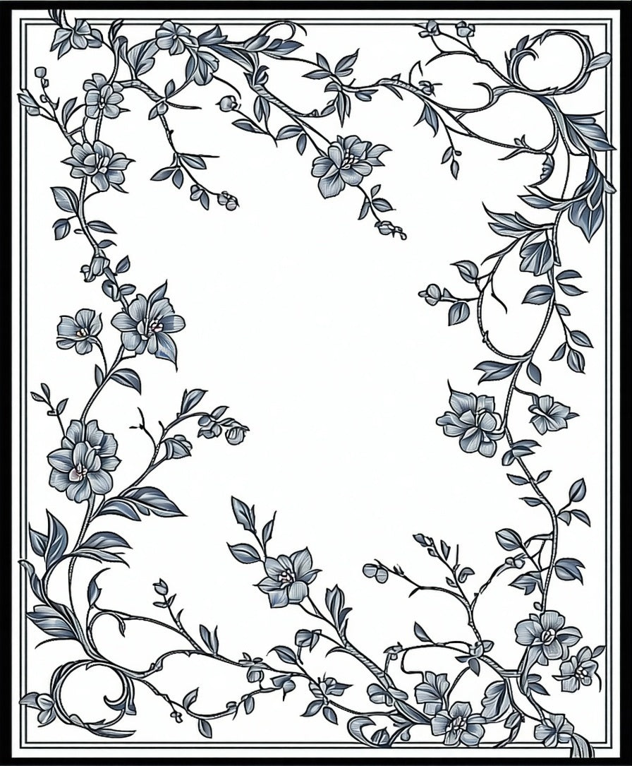 Elegant Floral Vines Silhouette Rug