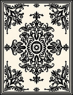 Black Ivory Ornate Floral Damask Rug