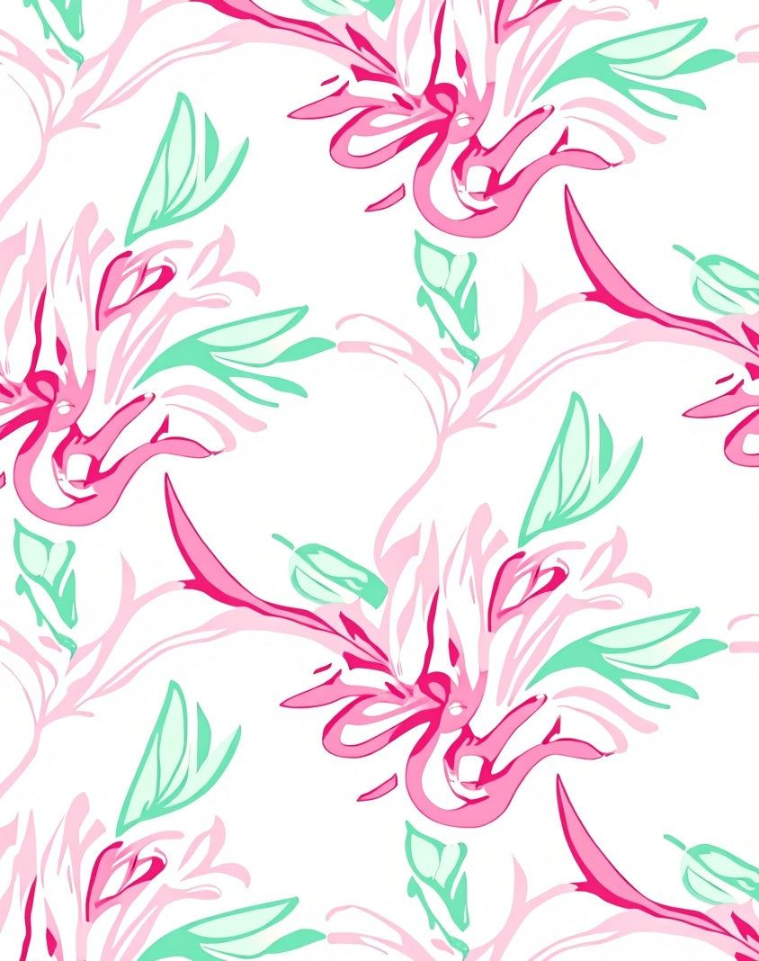Pink Teal Floral Swirls Pattern Rug