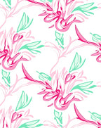 Pink Teal Floral Swirls Pattern Rug
