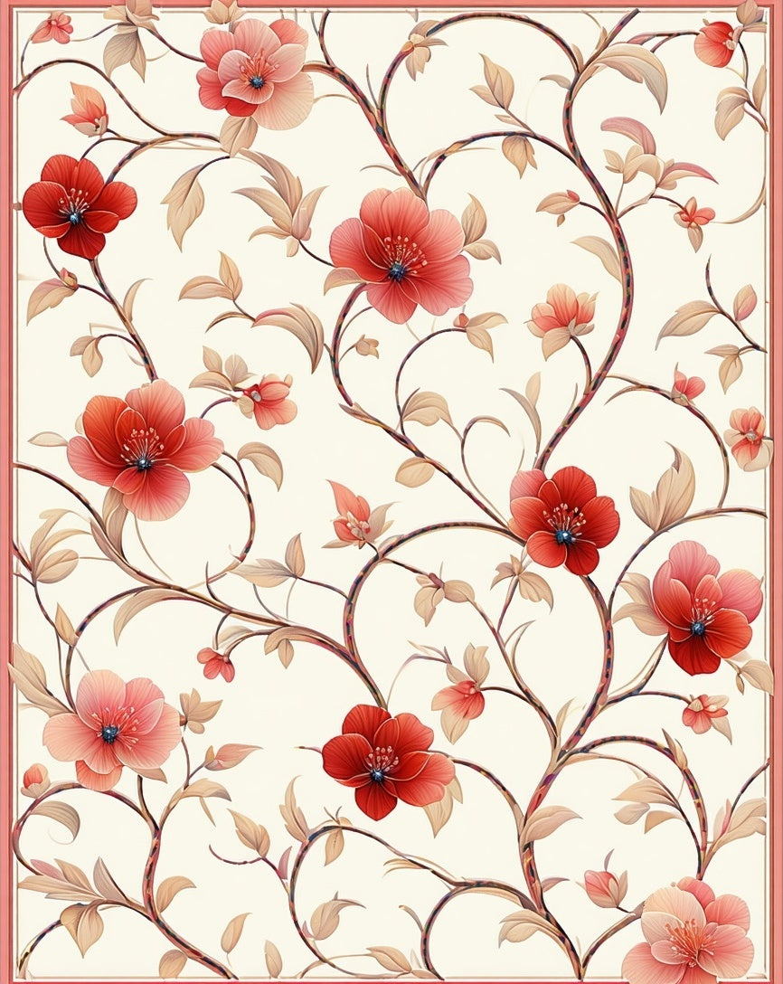 Elegant Floral Vine Serene Pattern Rug