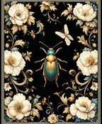 Ornate Floral Insect Pattern Rug