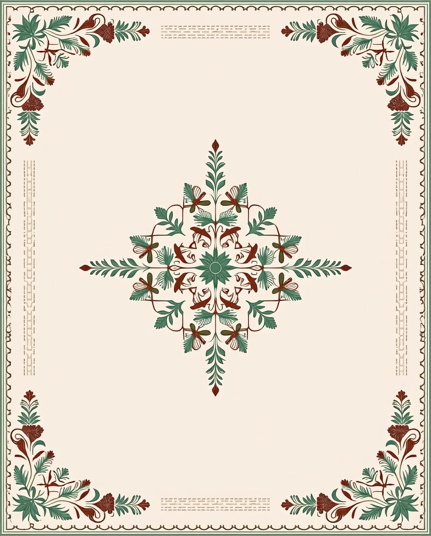 Floral Medallion With Leafy Accents Rug