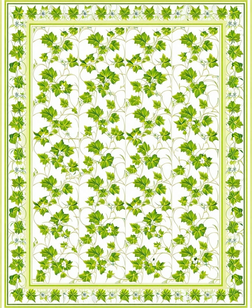 Green Leaf Vine Patterned Rug