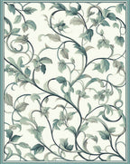 Elegant Emerald Swirl Floral Pattern Rug