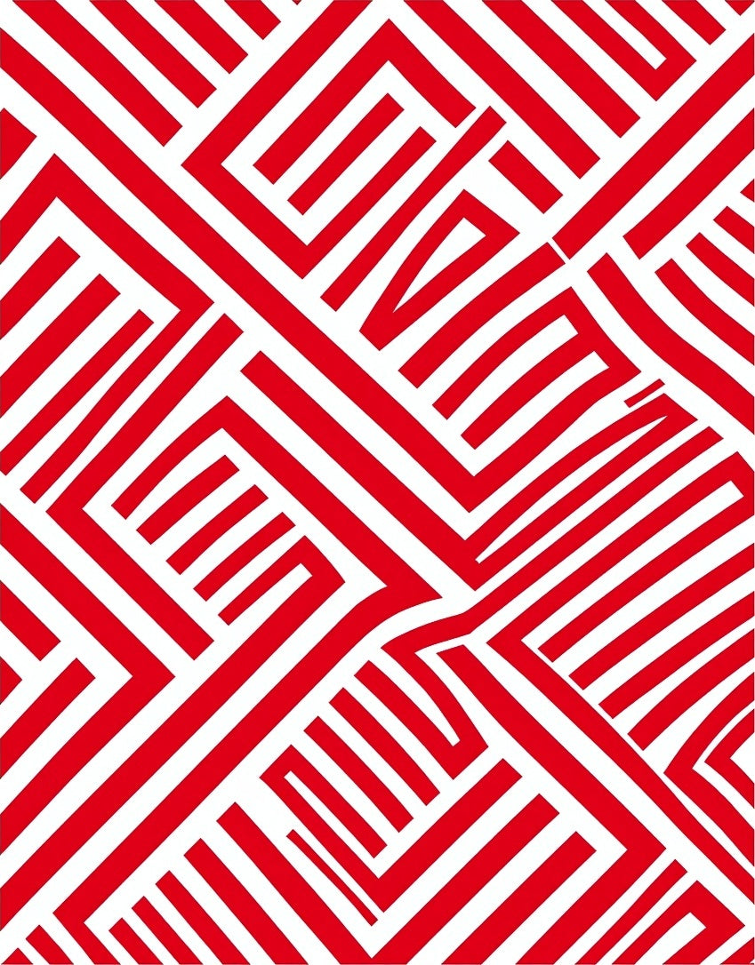 All Over Red Geometric Pattern Rug