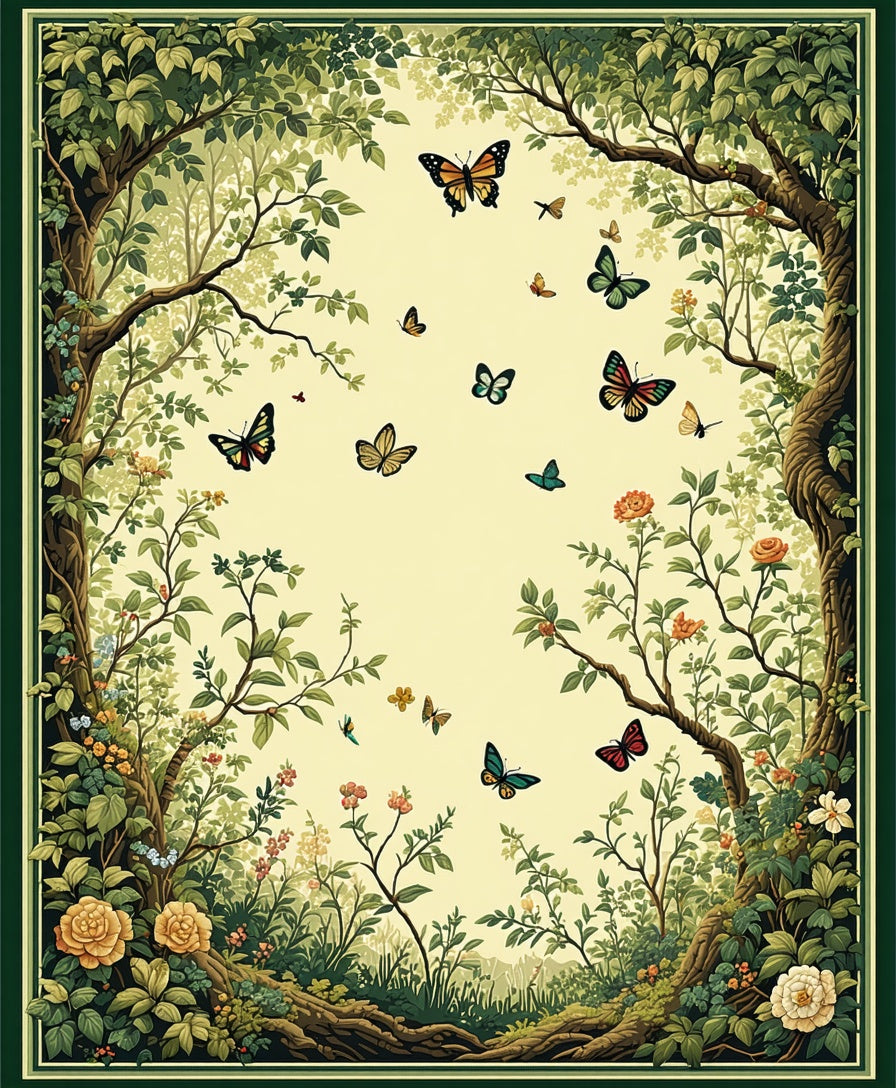 Enchanted Forest Butterfly Garden Rug