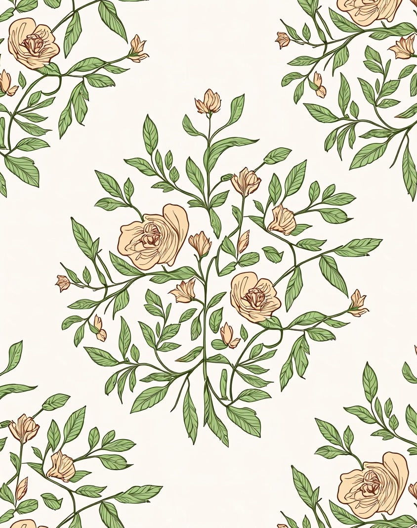 Elegant Peach Blossom Vine Pattern Rug