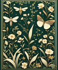 Golden Floral Insect Garden Design Rug