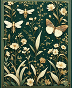Golden Floral Insect Garden Design Rug