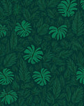 Deep Green Tropical Leaf Pattern Rug