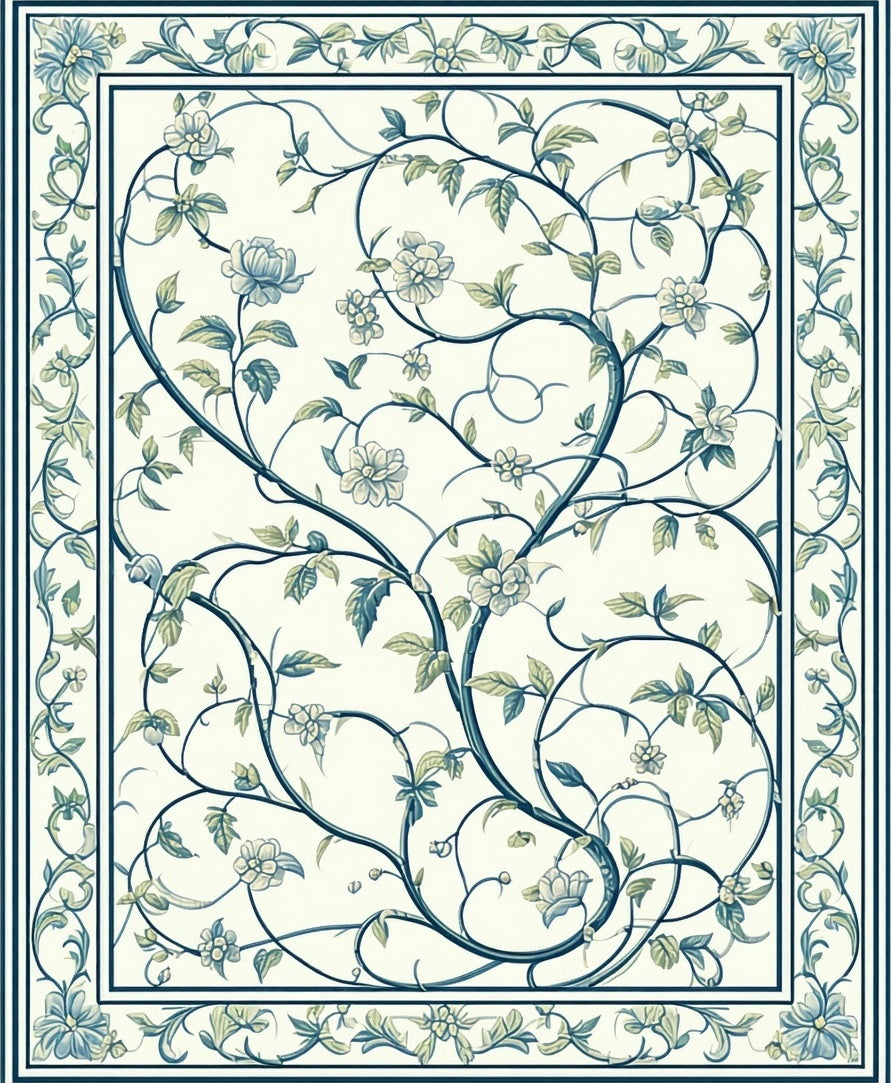 Vines and Flowers Garden Pattern Rug