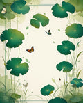 Serene Green Lotus Butterfly Pattern Rug