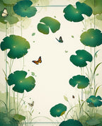 Serene Green Lotus Butterfly Pattern Rug