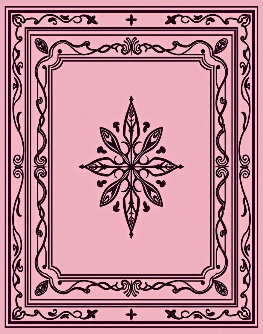 Elaborate Scrollwork Floral Pattern Rug