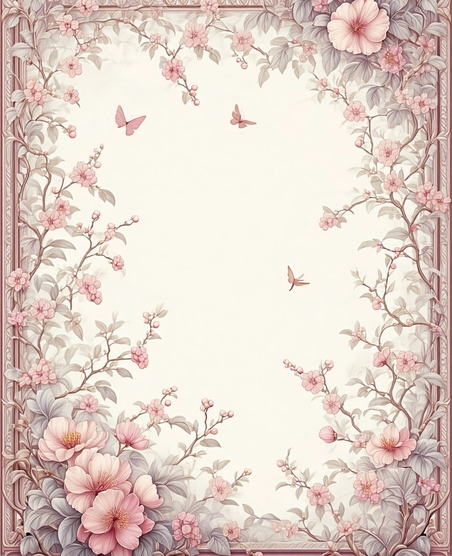 Floral Butterflies Delicate Design Rug