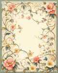 Pastel Floral Vine Scroll Design Rug