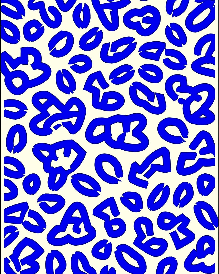 Abstract Blue Shapes Organic Pattern Rug