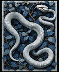 White Snake Navy Floral Pattern Rug