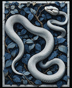 White Snake Navy Floral Pattern Rug