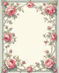 Romantic Pink Roses Floral Vine Design Rug