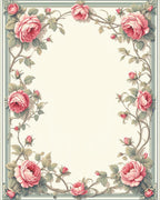 Romantic Pink Roses Floral Vine Design Rug