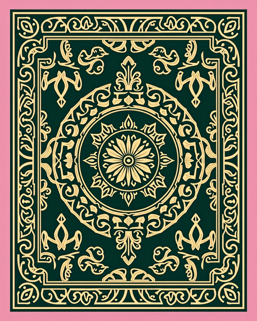 Ornate Floral Mandala Geometric Design Rug