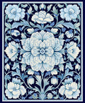 Ornate Blue Floral Art Nouveau Rug