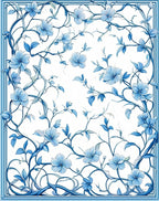 Blue Floral Vines Decorative Rug