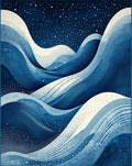 Deep Blue Wavy Starry Night Rug