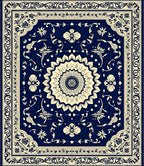 Antique Floral Sunburst Pattern Rug