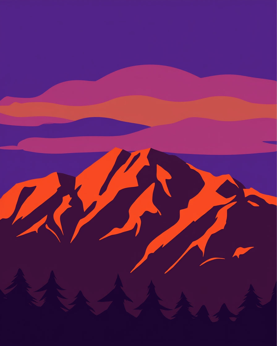 Vivid Mountain Sunset Graphic Rug