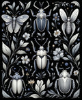 Monochromatic Insects Floral Pattern Rug